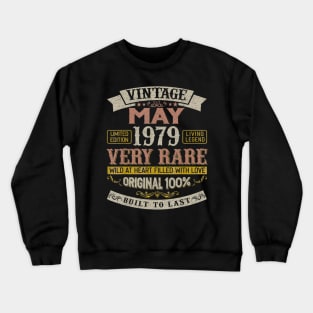 41st Birthday Gifts Vintage 1979 May Women Men Crewneck Sweatshirt